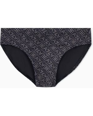 EA7 Graphic Series Swim Briefs With Monogram Print - Black