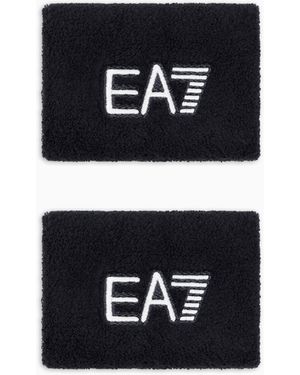 EA7 Tennis Pro Stretch-Cotton Blend Wristbands - Black