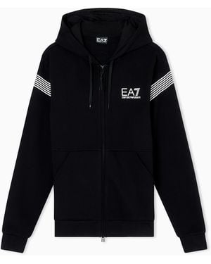 EA7 Asv 7 Lines Sweatshirt Mit Kapuze Aus Einer Baumwoll-Mischung - Schwarz