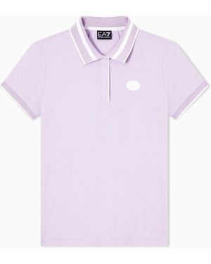 EA7 Cotton-Jersey Polo Shirt - Purple