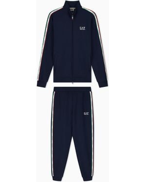 EA7 Italian Spirit Cotton-Blend Tracksuit - Blue