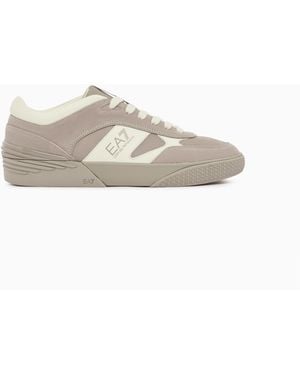 EA7 Otg Pride Velo Sneaker Aus Veloursleder Mit Lederdetails - Weiß