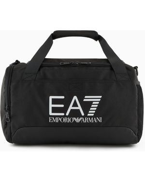 EA7 Small Technical-Fabric Duffel Bag With Oversized Logo - Black