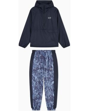 EA7 Trainingsanzug Ventus7 Mit Grafikmuster Und Kapuze - Blau