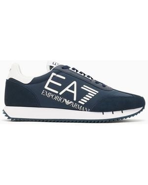 EA7 Fabric Trainer With Suede Inserts Vintage - Blue