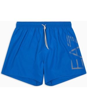 EA7 Bathing Trunks With A Drawstring Waist And Side Pockets - Blue