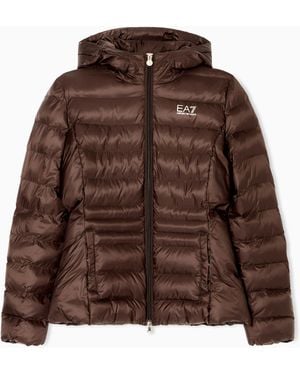 EA7 Core Lady Nylon Padded Jacket - Brown