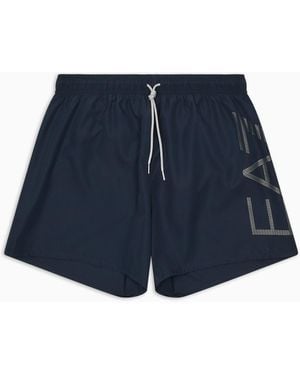 EA7 Swim Trunks With Oversized Logo - Blue