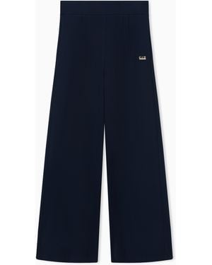 EA7 Stretch Viscose Jersey Trousers - Blue