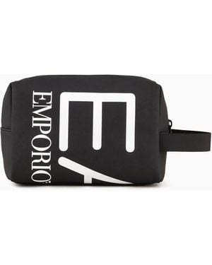 EA7 Weekend Bag With Zip And Rubberized Finish Logo Series - Black