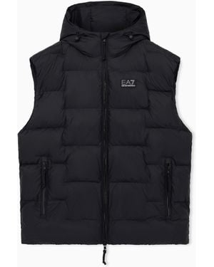 EA7 Hooded Vest With Maxi Logo - Blue