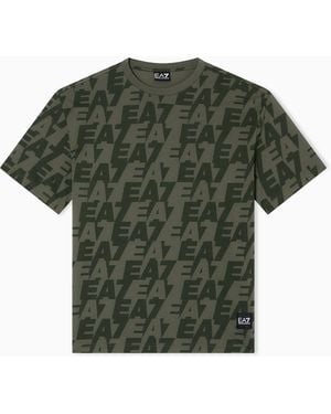 EA7 Logo Series T-Shirt Mit Rundhalsausschnitt Aus Bio-Baumwolle Asv - Grün