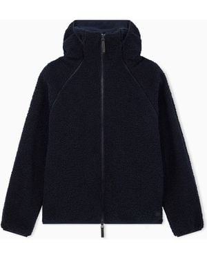 EA7 Teddy-Fleecejacke 7.0 Mit Kapuze Und Reißverschluss - Blau