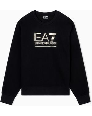 EA7 Visibility Cotton-Blend Sweatshirt With Oversized Logo - Black