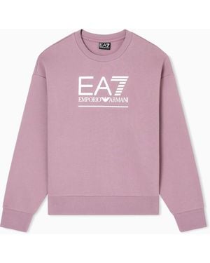 EA7 Visibility Cotton-Blend Sweatshirt With Oversized Logo - Pink