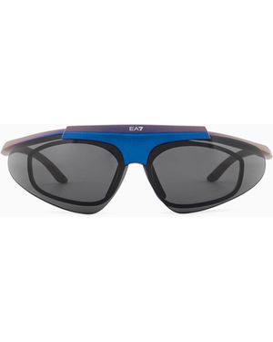 EA7 Sportsonnenbrille Mit Hochklappbaren Gläsern - Blau