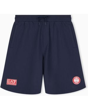 EA7 Armani Olimpia Milano Pure Cotton Bermuda Shorts - Blue
