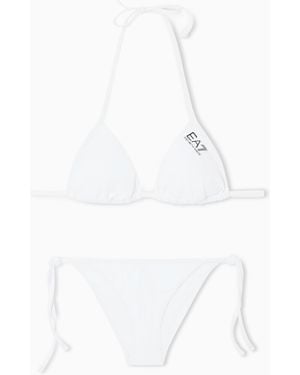 EA7 Triangle Bikini With Logo - White