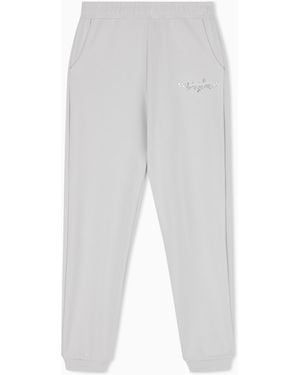 EA7 Trousers Logo Series Regular Fit Jersey - White