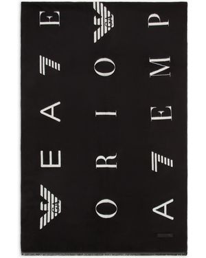 EA7 Viscose Monogram Scarf - Black