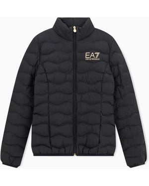 EA7 Windbreaker Jacket With Wavy Striped Quilting Core Lady - Black