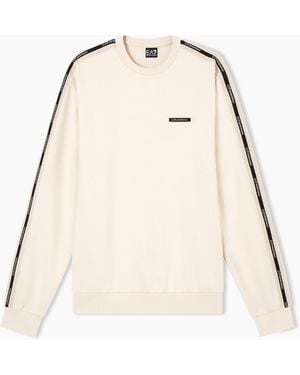 EA7 Logo Series Cotton-Blend Interlock Sweatshirt - Natural