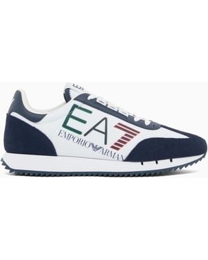 EA7 Fabric Trainer With Suede Inserts Vintage - White