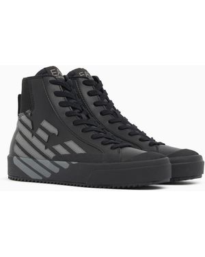 EA7 High-Top Trainers With Elastic Inserts And Rubber Sole - White