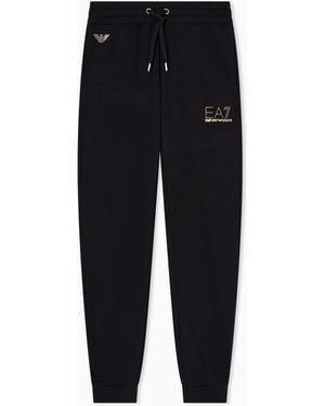 EA7 Viscose Joggers With A Studded Logo And Drawstring Evolution - Black