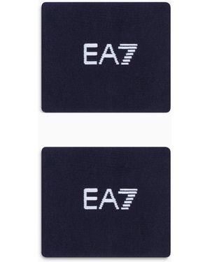 EA7 Stretch Wristbands With Contrast Logo Tennis Pro Wristband - Blue