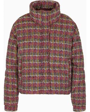 EA7 Padded Jacquard Bomber Jacket - Brown