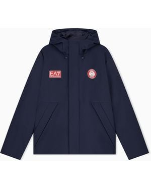 EA7 Armani Olimpia Milano Wattierte Jacke Aus Winddichtem Funktionsgewebe - Blau