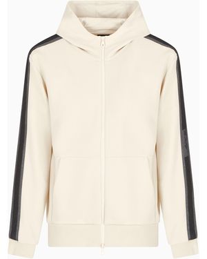 EA7 Logo Series Hooded Cotton-Jersey Sweatshirt - Natural