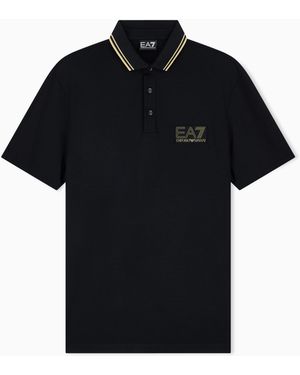 EA7 Polo Shirt Premium Label Regular Fit Viscose Jersey - Black