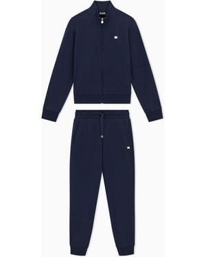 EA7 Cotton Stretch Suit With Zip And Metal Logo Core Lady - Blue
