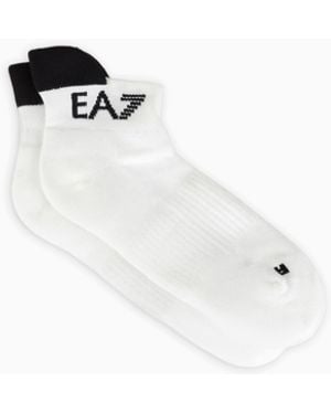 EA7 Cotton Ankle Socks Tennis Pro For Training And Matches - White