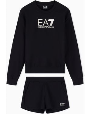 EA7 Stretch Cotton-Jersey T-Shirt And Shorts Set - Black