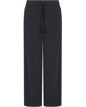 EA7 Sporty Forever Cotton-Blend Wide Trousers - Blue
