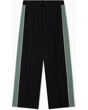 EA7 Logo Series Cotton-Blend Trousers - Black