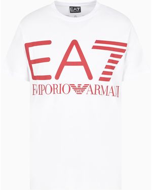 EA7 Olimpia Milano Baumwoll-T-Shirt Mit Aufdruck - Weiß