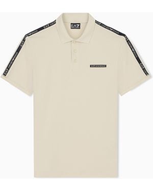 EA7 Poloshirt Logo Series Aus Baumwolljersey Mit Logoband - Natur