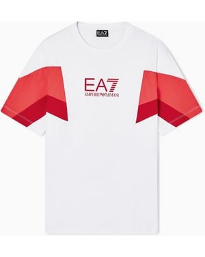 EA7 Summer Block Cotton Jersey Crew-Neck T-Shirt - Red