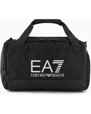 EA7 Small Technical-Fabric Duffel Bag With Oversized Logo - Black