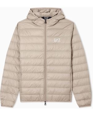 EA7 Insulated Down Jacket With Fixed Hood Core Identity - Natural