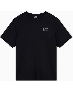 EA7 T-Shirt Natural Ventus 7 Regular Passform Mit Rückenstreifen - Schwarz