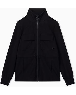 EA7 Felpa Modal Stretch Regular Fit Con Zip E Tasche - Nero