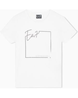 EA7 T-Shirt Logo Series Schmal Geschnitten Aus Baumwolljersey - Weiß