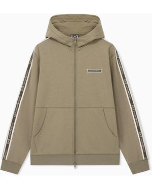 EA7 Felpa Logo Series Con Cappuccio E Zip - Neutro