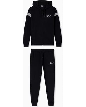EA7 Asv 7 Lines Cotton-Blend Jersey Tracksuit - Black
