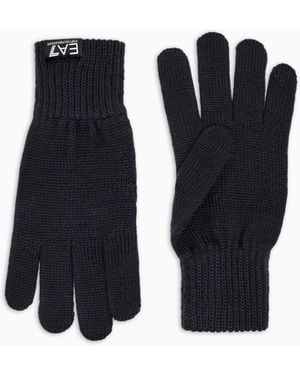 EA7 Wool-Blend Gloves - Blue